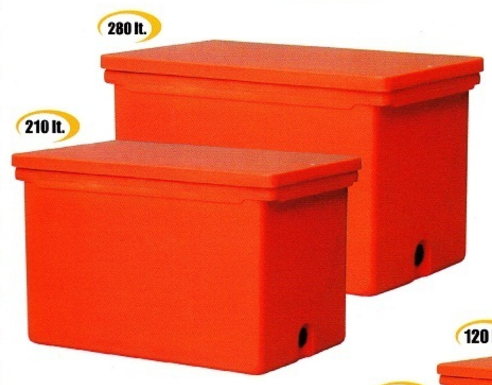 Cooler Box Besar 210 Liter Orange / Kotak Es / Peti Ikan Delta PC-210, Ukuran 97.5 x 58 x 60 cm | Raja Plastik Indonesia