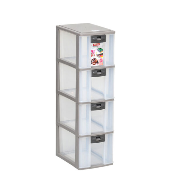 Container Mini Plastik 4 Laci Serbaguna Lion Star PR-24 Pressa Container XL4 Ukuran 264 x 180 x H 640 mm | Raja Plastik Indonesia