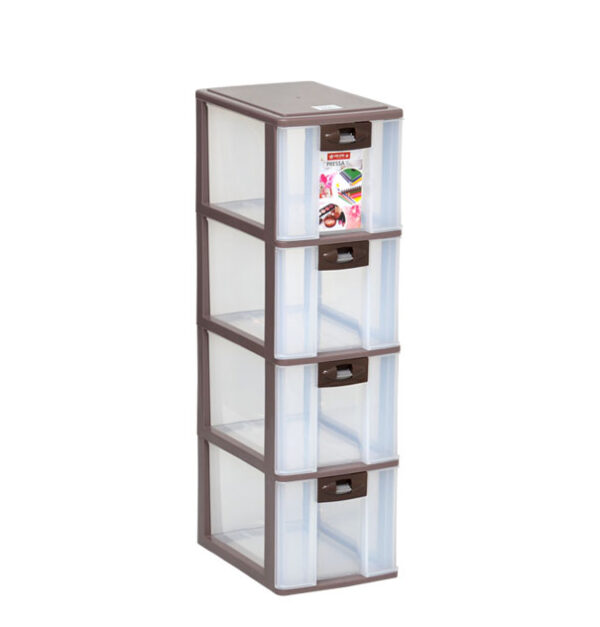 Container Mini Plastik 4 Laci Serbaguna Lion Star PR-24 Pressa Container XL4 Ukuran 264 x 180 x H 640 mm | Raja Plastik Indonesia