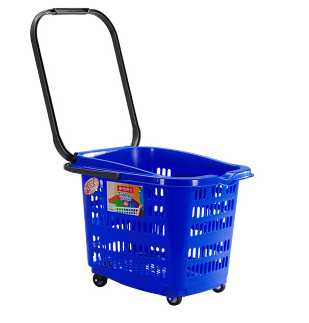 KERANJANG BELANJA PLASTIK TARIK LION STAR BW-32 TROLLEY BASKET 46 S WARNA BIRU & MERAH | RAJA PLASTIK INDONESIA