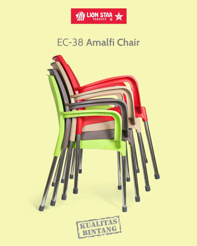 KURSI PLASTIK SANDARAN LION STAR EC-38 AMALFI CHAIR (MOTIF ROTAN): Kursi Plastik Modern Motif Rotan yang Elegan dan Nyaman