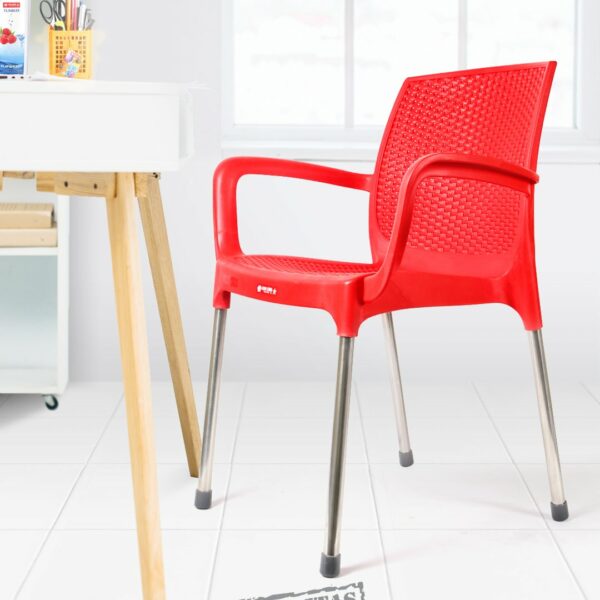 KURSI PLASTIK SANDARAN LION STAR EC-38 AMALFI CHAIR (MOTIF ROTAN): Kursi Plastik Modern Motif Rotan yang Elegan dan Nyaman