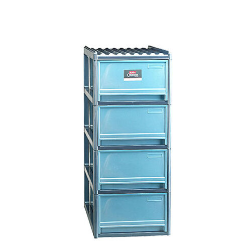 Lemari Laci Plastik 4 Susun Lion Star JC-12 Jumbo Family Container L4 Ukuran 740 x 440 x H 950 mm | Raja Plastik Indonesia