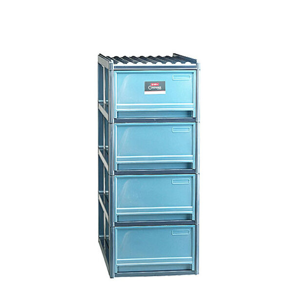 Lemari Laci Plastik 4 Susun Lion Star JC-12 Jumbo Family Container L4 Ukuran 740 x 440 x H 950 mm | Raja Plastik Indonesia