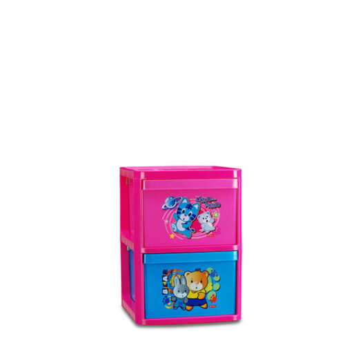 Lemari Laci Plastik Anak 2 Susun Lion Star KC-7 Family Container L2 Ukuran 445 x 375 x H 565 mm | Raja Plastik Indonesia