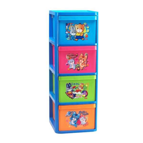 Lemari Laci Plastik Anak 4 Susun Lion Star KC-12 Family Container L4 Ukuran 445 x 375 x H 1060 mm | Raja Plastik Indonesia