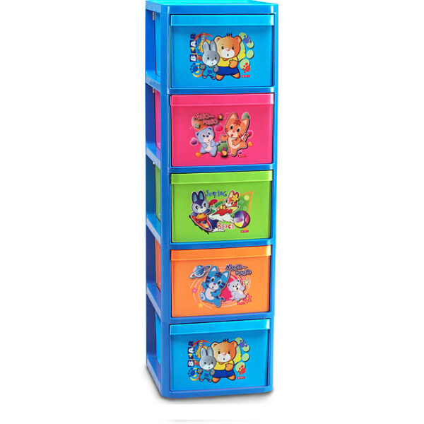 Lemari Laci Plastik Anak 5 Susun Lion Star KC-17 Family Container L5 Ukuran 445 x 375 x H 1310 mm | Raja Plastik Indonesia
