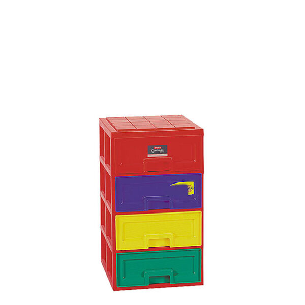 Lemari Laci Plastik Serbaguna Lion Star PC-34 Partner Container 4 Stacks Ukuran 450 x 400 x H 690 mm | Raja Plastik Indonesia
