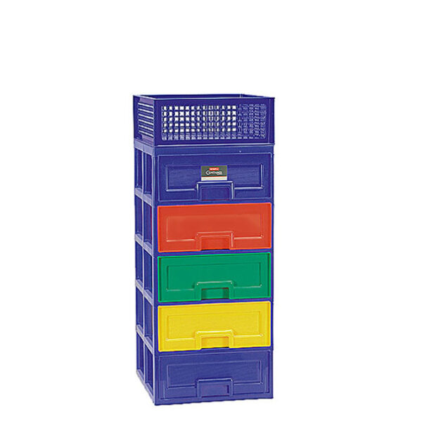 Lemari Laci Plastik Serbaguna Lion Star PC-38 Partner Container 5 Stacks + Mesh Ukuran 450 x 400 x H 1000 mm | Raja Plastik Indonesia 