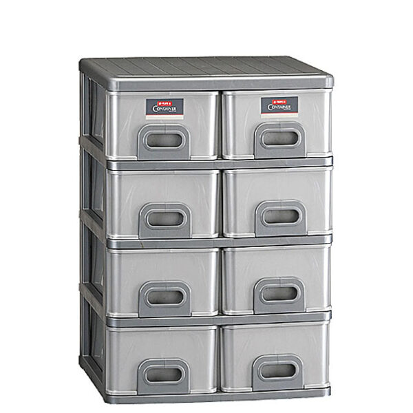 Rak Laci Plastik 4 Susun 8 Laci Lion Star IN-7 Twin Inova Container SS4 Ukuran 490 x 525 x H 745 mm | Raja Plastik Indonesia