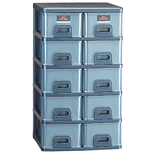 Rak Laci Plastik 5 Susun 10 Laci Lion Star IN-8 Twin Inova Container SS5 Ukuran 490 x 525 x H 920 mm | Raja Plastik Indonesia