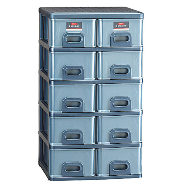 Rak Laci Plastik 5 Susun 10 Laci Lion Star IN-8 Twin Inova Container SS5 Ukuran 490 x 525 x H 920 mm | Raja Plastik Indonesia