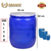 TONG AIR BIRU PLASTIK JUMBO 266 LITER KIRAMAS 7427 DENGAN TUTUP, UKURAN D.65 x T.82 CM | RAJA PLASTIK INDONESIA