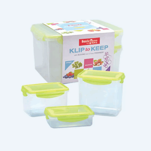 Kotak Plastik Sealware Penyimpan Makanan Basic Home KK-91 Klip To Keep Starter Pack (Set Of 3), Ukuran 263 x 183 x H 163 mm | Raja Plastik Indonesia