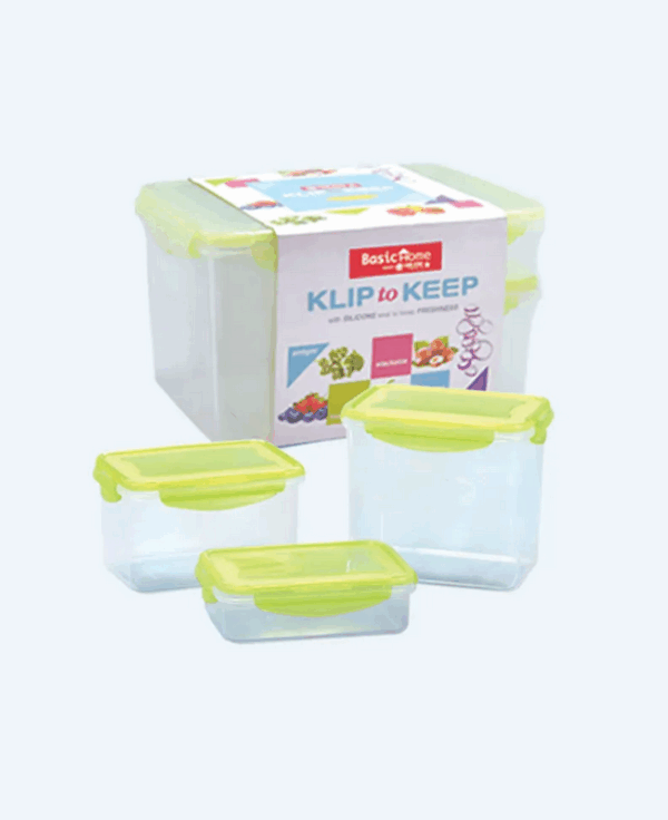 Kotak Plastik Sealware Penyimpan Makanan Basic Home KK-91 Klip To Keep Starter Pack (Set Of 3), Ukuran 263 x 183 x H 163 mm | Raja Plastik Indonesia