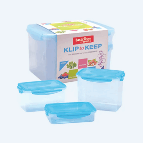 Kotak Plastik Sealware Penyimpan Makanan Basic Home KK-92 Klip To Keep Value Pack (Set Of 3), Ukuran 280 x 210 x H 163 mm | Raja Plastik Indonesia