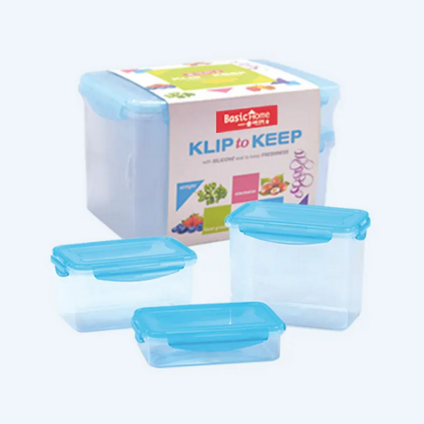 Kotak Plastik Sealware Penyimpan Makanan Basic Home KK-92 Klip To Keep Value Pack (Set Of 3), Ukuran 280 x 210 x H 163 mm | Raja Plastik Indonesia