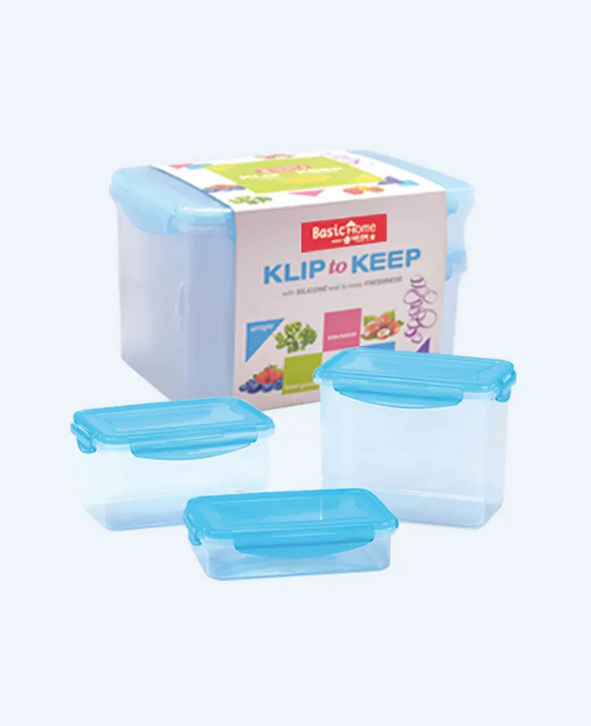 Kotak Plastik Sealware Penyimpan Makanan Basic Home KK-92 Klip To Keep Value Pack (Set Of 3), Ukuran 280 x 210 x H 163 mm | Raja Plastik Indonesia
