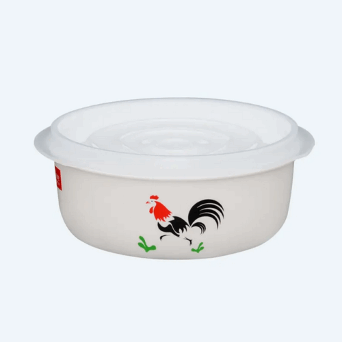 Mangkok Plastik Kotak Tutup Basic Home BBC-1 Emilia Food Case 1500 ml Rooster, Ukuran Ø 195 x H 85 mm | Raja Plastik Indonesia