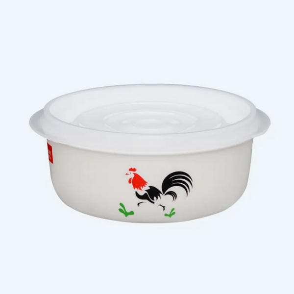 Mangkok Plastik Kotak Tutup Basic Home BBC-1 Emilia Food Case 1500 ml Rooster, Ukuran Ø 195 x H 85 mm | Raja Plastik Indonesia