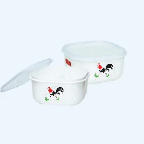 Mangkok Plastik Kotak Tutup Basic Home BBC-4 Melita Food Case 1 Liter Rooster, Ukuran 156 x 156 x 80 mm | Raja Plastik Indonesia