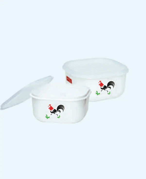 Mangkok Plastik Kotak Tutup Basic Home BBC-4 Melita Food Case 1 Liter Rooster, Ukuran 156 x 156 x 80 mm | Raja Plastik Indonesia