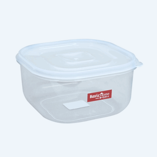 Mangkok Plastik Kotak Tutup Basic Home BBC-4 Melita Food Case 1 Liter Transparan, Ukuran 156 x 156 x 80 mm | Raja Plastik Indonesia