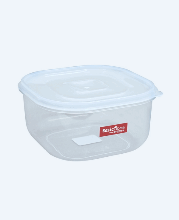 Mangkok Plastik Kotak Tutup Basic Home BBC-4 Melita Food Case 1 Liter Transparan, Ukuran 156 x 156 x 80 mm | Raja Plastik Indonesia