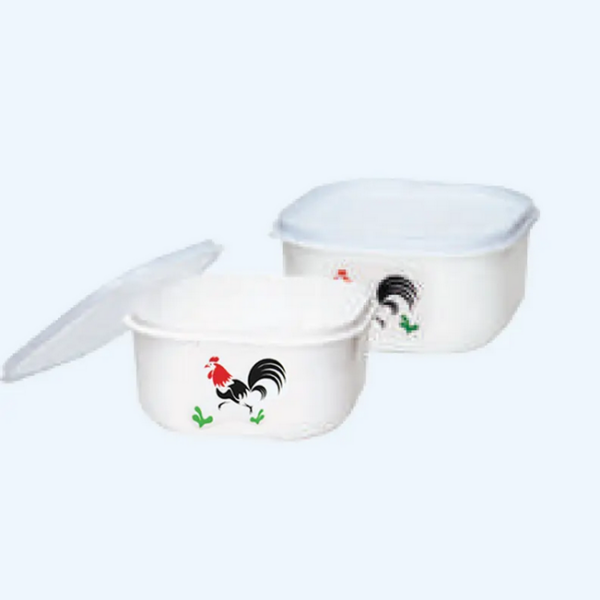 Mangkok Plastik Kotak Tutup Basic Home BBC-5 Melita Food Case 2 Liter Rooster, Ukuran 195 x 195 x 95 mm | Raja Plastik Indonesia