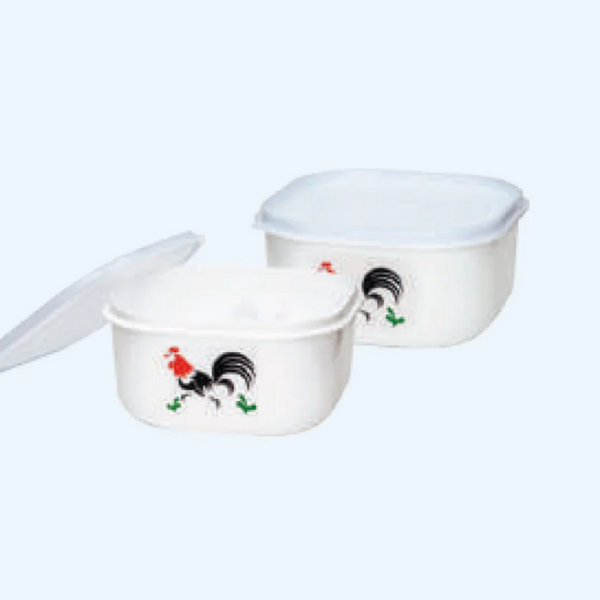 Mangkok Plastik Kotak Tutup Basic Home BBC-6 Melita Food Case 3 Liter Rooster, Ukuran 220 x 220 x 110 mm | Raja Plastik Indonesia