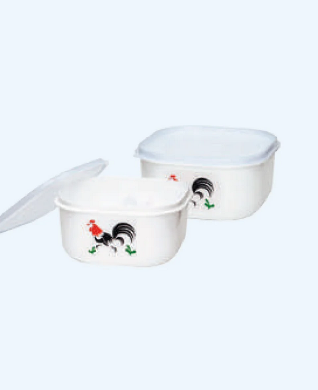 Mangkok Plastik Kotak Tutup Basic Home BBC-6 Melita Food Case 3 Liter Rooster, Ukuran 220 x 220 x 110 mm | Raja Plastik Indonesia