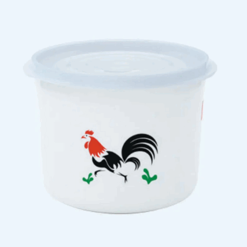 Mangkok Plastik Kotak Tutup Basic Home BBC-8 Melita Food Case 2,5 Liter Rooster, Ukuran Ø 192 x H 143 mm | Raja Plastik Indonesia