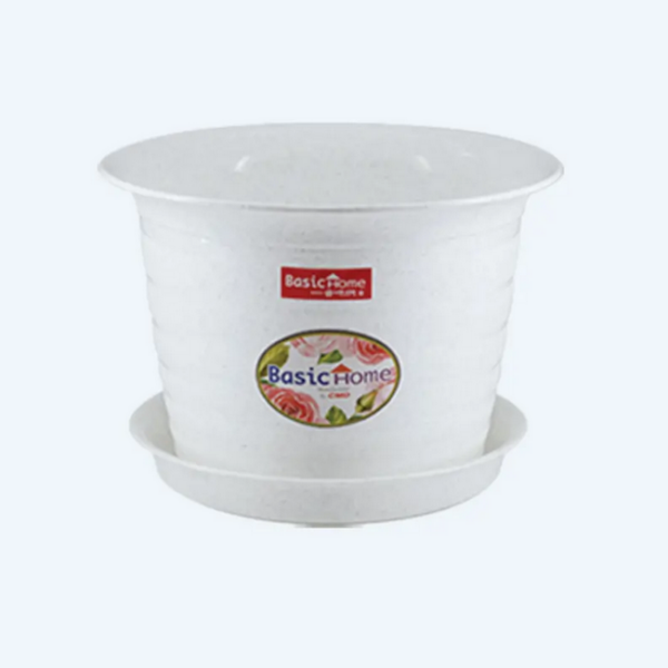 Pot Bunga Plastik + Tatakan Basic Home BFP-3 Kamelia Flower Pot No. 8 (With Plate) Pot Bunga Plastik + Tatakan Basic Home BFP-3 Kamelia Flower Pot No. 8 (With Plate), Ukuran Ø 245 x H 175 mm | Raja Plastik Indonesia