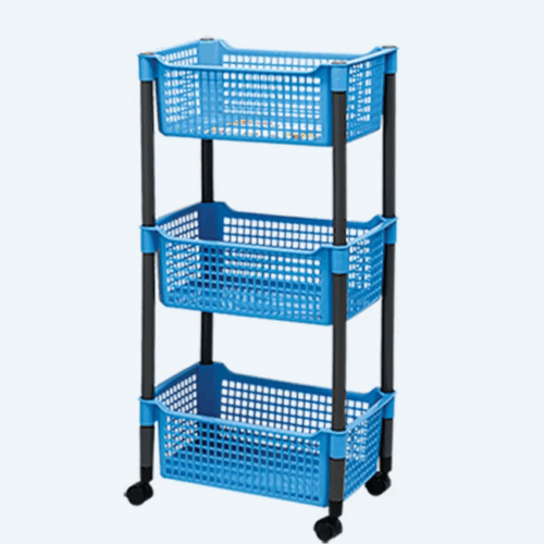 Rak Dapur Plastik 3 Susun Basic Home BHA-2 Praktisa Rack Ss-3+Roda, Ukuran 460 x 290 x H 901 mm | Raja Plastik Indonesia