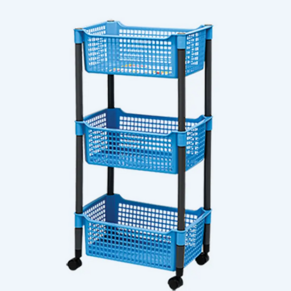 Rak Dapur Plastik 3 Susun Basic Home BHA-2 Praktisa Rack Ss-3+Roda, Ukuran 460 x 290 x H 901 mm | Raja Plastik Indonesia