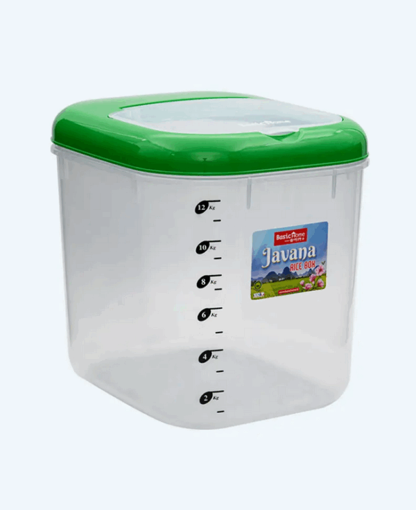 Tempat Beras Rice Box Plastik 12 Kg Basic Home BRB-2 Javana (1) Tempat Beras / Rice Box Plastik 12 Kg Basic Home BRB-2 Javana, Ukuran 305 x 255 x 290 mm | Raja Plastik Indonesia