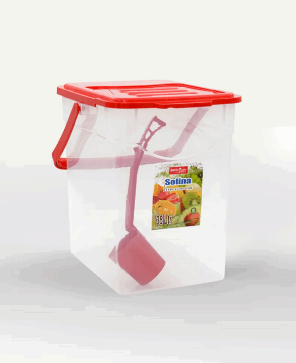 Tempat Es Buah Plastik 35 Liter Basic Home BHD-1 Solina Refreshing Jar 35 Ltr (1) Tempat Es Buah Plastik 35 Liter + Gayung Panjang Basic Home BHD-1 Solina Refreshing Jar 35 Ltr Ukuran 390 x 315 x 410 mm | Raja Plastik Indonesia