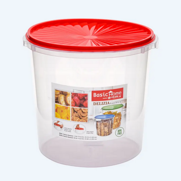 Toples Plastik Serbaguna 5 Liter Basic Home BSW-1 Delizia Sealware, Ukuran Ø 210 x 205 mm | Raja Plastik Indonesia