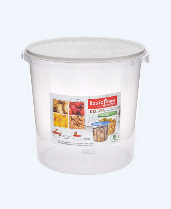 Toples Plastik Serbaguna 5 Liter Basic Home BSW-1 Delizia Sealware, Ukuran Ø 210 x 205 mm | Raja Plastik Indonesia