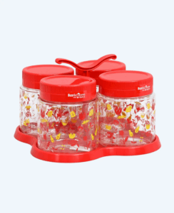 Toples Plastik Wadah Makanan Basic Home BPT-5 Gulali Jar Set With Tray 750 ml, Ukuran 227 x 227 x 145 mm | Raja Plastik Indonesia
