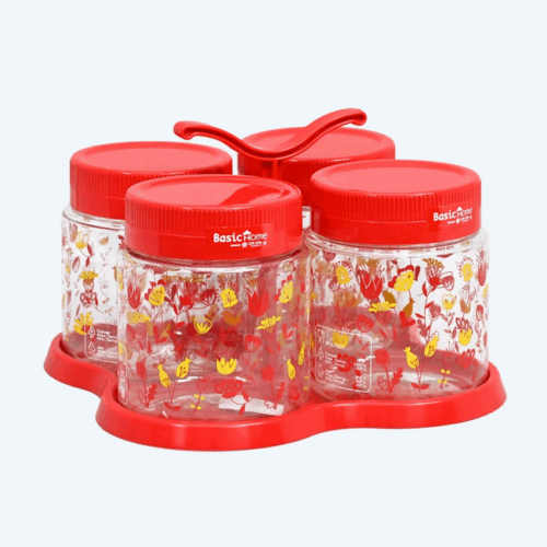Toples Plastik Wadah Makanan Basic Home BPT-5 Gulali Jar Set With Tray 750 ml, Ukuran 227 x 227 x 145 mm | Raja Plastik Indonesia