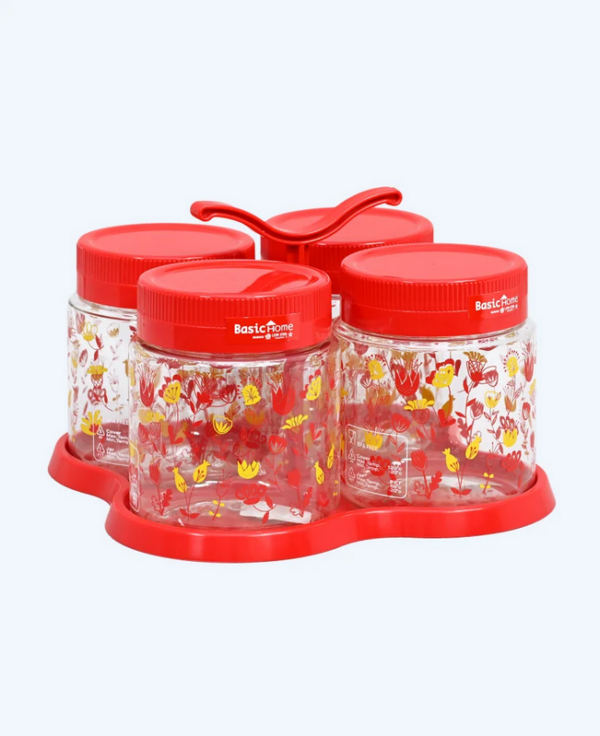 Toples Plastik Wadah Makanan Basic Home BPT-5 Gulali Jar Set With Tray 750 ml, Ukuran 227 x 227 x 145 mm | Raja Plastik Indonesia