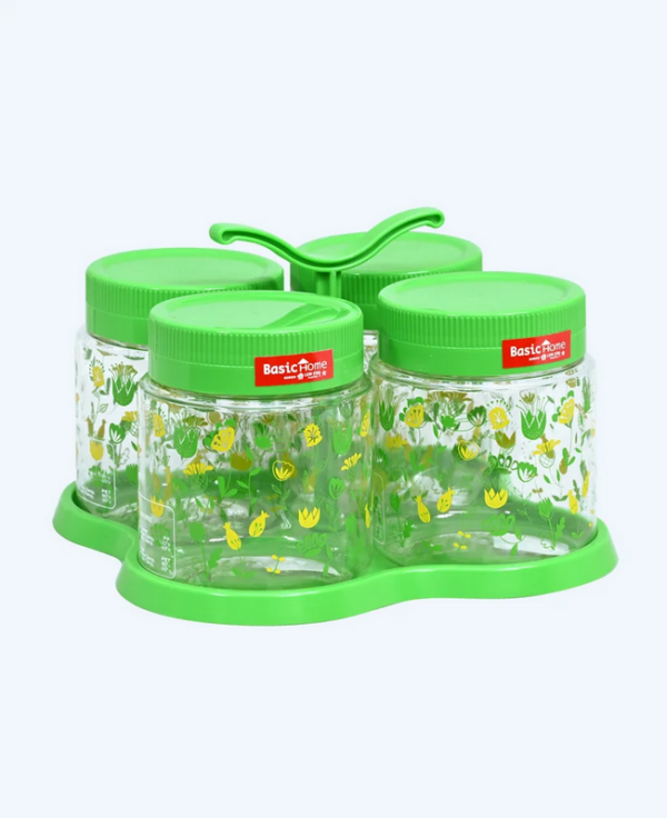 Toples Plastik Wadah Makanan Basic Home BPT-5 Gulali Jar Set With Tray 750 ml, Ukuran 227 x 227 x 145 mm | Raja Plastik Indonesia