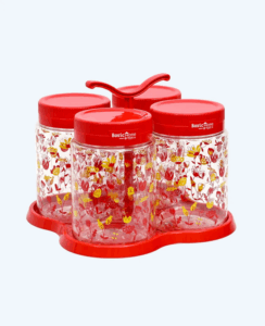 Toples Plastik Wadah Makanan Basic Home BPT-6 Gulali Jar Set With Tray 1000 ml, Ukuran 227 x 227 x 180 mm | Raja Plastik Indonesia