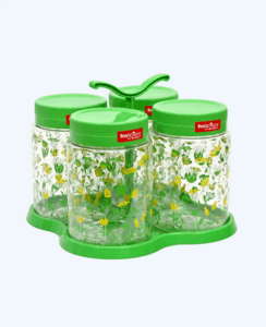 Toples Plastik Wadah Makanan Basic Home BPT-6 Gulali Jar Set With Tray 1000 ml, Ukuran 227 x 227 x 180 mm | Raja Plastik Indonesia