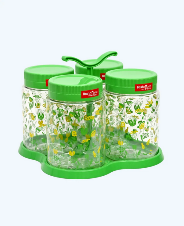 Toples Plastik Wadah Makanan Basic Home BPT-6 Gulali Jar Set With Tray 1000 ml, Ukuran 227 x 227 x 180 mm | Raja Plastik Indonesia