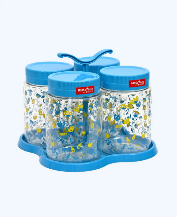 Toples Plastik Wadah Makanan Basic Home BPT-6 Gulali Jar Set With Tray 1000 ml, Ukuran 227 x 227 x 180 mm | Raja Plastik Indonesia