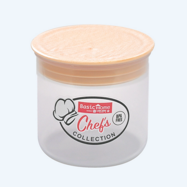 Toples Plastik Wadah Penyimpanan Makanan Basic Home BKS-1 Essens Pot 300 ml Walnut Ukuran Ø 89 x H 80.5 mm | Raja Plastik Indonesia