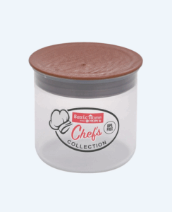 Toples Plastik Wadah Penyimpanan Makanan Basic Home BKS-1 Essens Pot 300 ml Walnut Ukuran Ø 89 x H 80.5 mm | Raja Plastik Indonesia