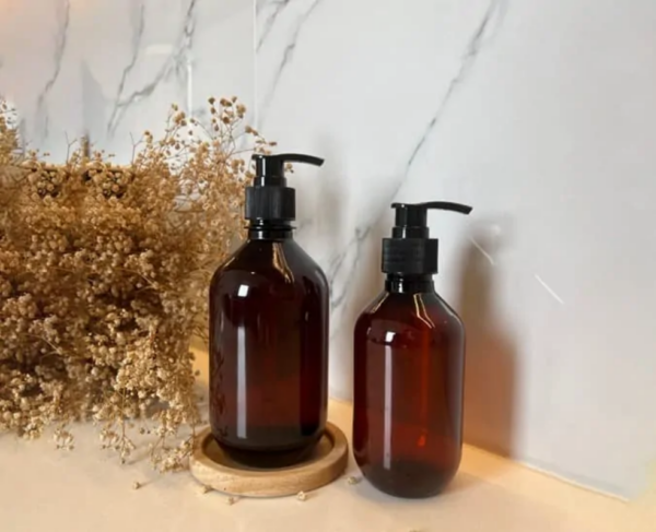 Botol Pompa Plastik Kemasan Sabun Cair Bioplast PET Cosmo 500 ml Coklat TTP Pump | Raja Plastik Indonesia